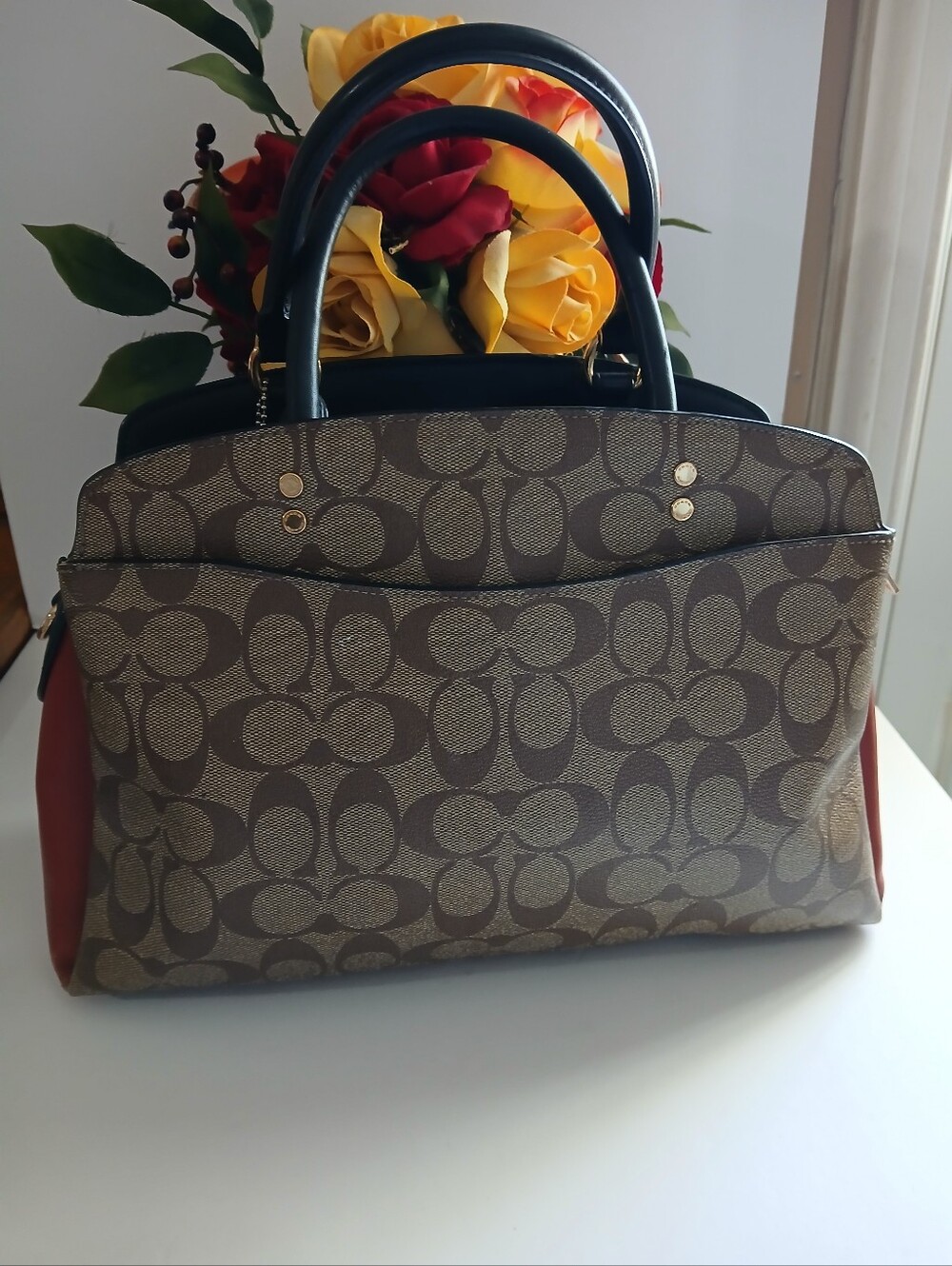 Coach Lillie Carryall In Colorblock Signature Satchel - Picture 2 of 7
